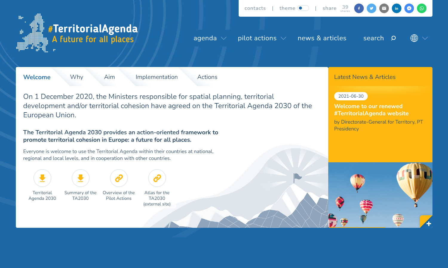 Territorial Agenda 2030 website